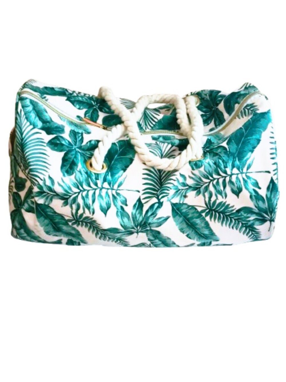 Pottery Barn Duffle Bag Emily & Meritt Palms Rope Pink & Green Travel Tote